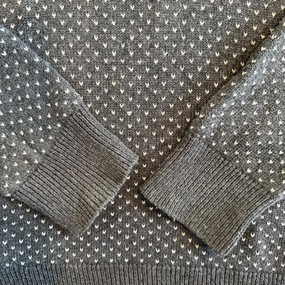 ASPEN Grey Nordic Snowflake 1/4 Zip Cotton Sweater Medium